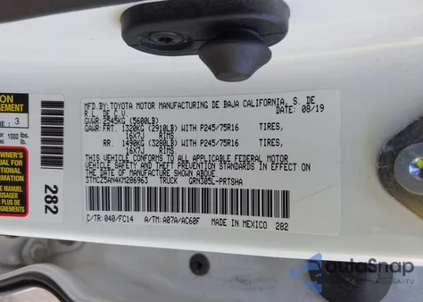 2019 Toyota Tacoma Sr5 V6 z USA, uszkodzony, nr VIN 3TMCZ5AN4KM286963